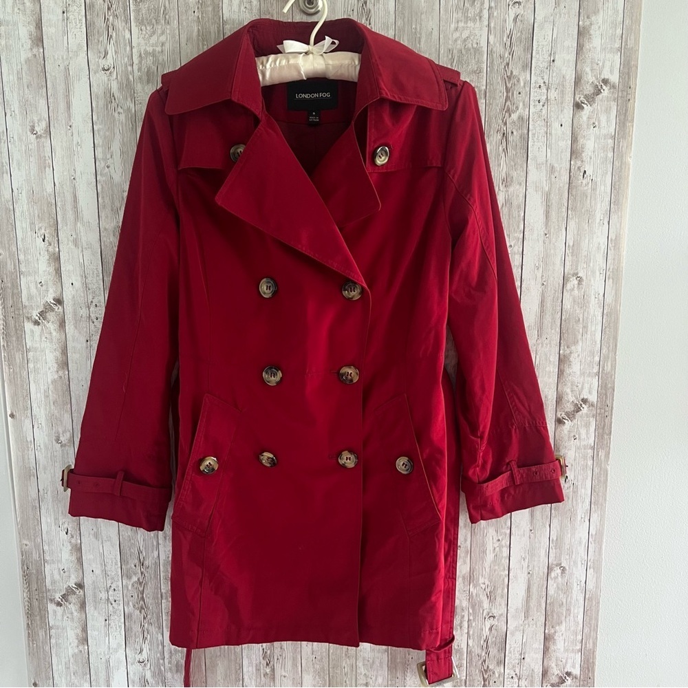 London Fog Women's Scarlet Double Breasted Trench Coat Vintage Small
